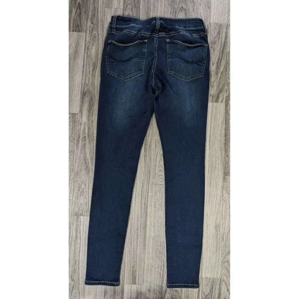 SO‎ Juniors Size 7 Skinny Embroidered Pockets Denim Blue Jeans Jeggings